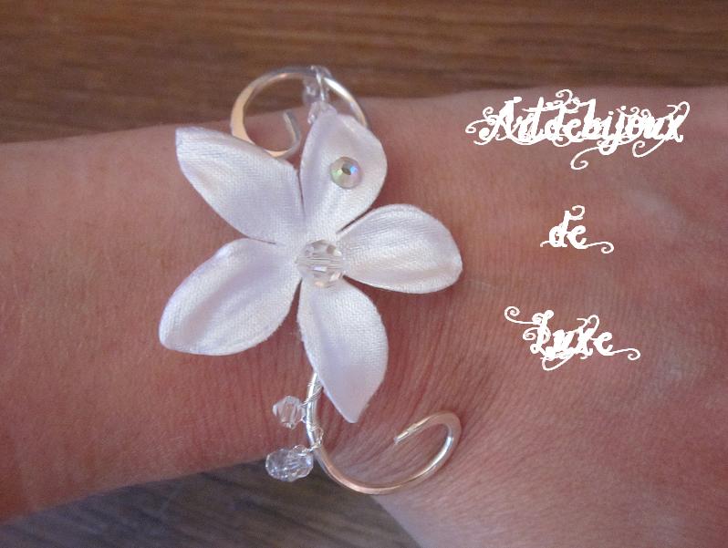 Bracelet Plaqué Argent Fin Fleur de soie