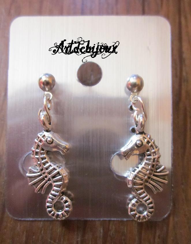 Boucles d'oreilles hippocampes argentés